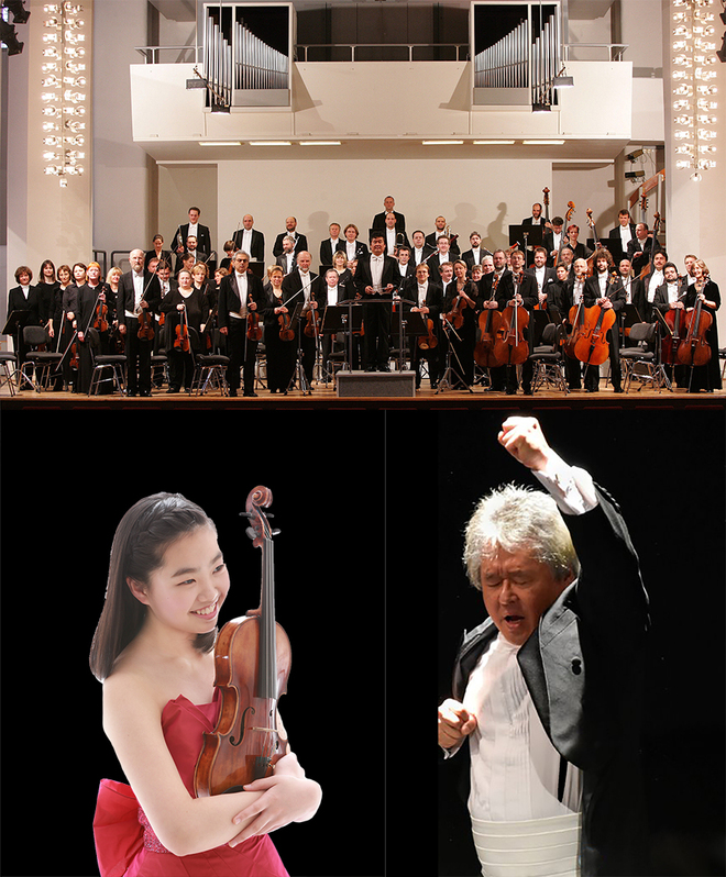 上：ブランデンブルグ国立管弦楽団フランクフルト<br>左下：辻田薫り　 右下：浮ヶ谷孝夫